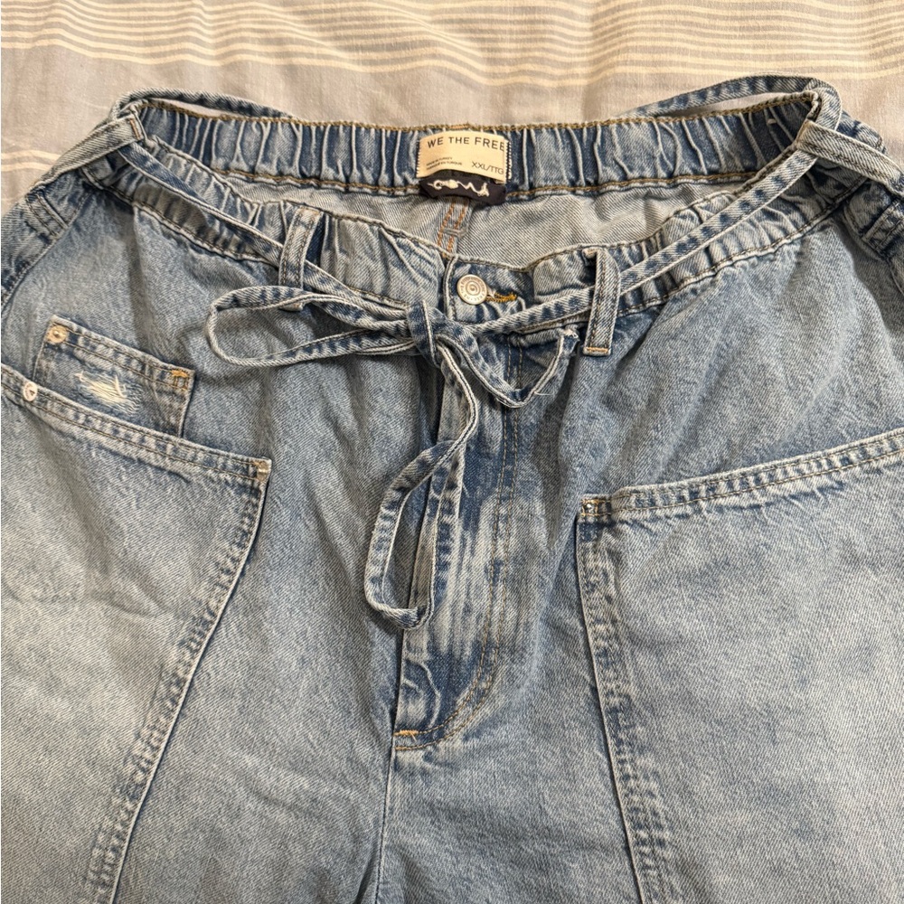 Free People Blue Wide Leg Pants